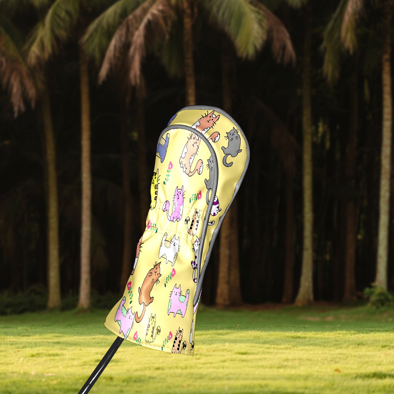 Golf Club Covers, Yellow Cat Premium PU Leather Driver Hybrid Putter Head Covers with Velvet Lining, Waterproof Golf Gifts for Men Women