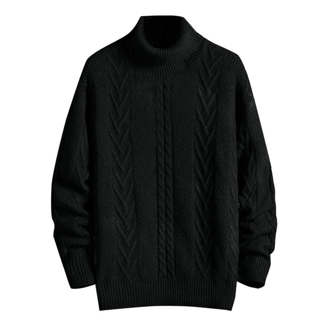 cfhntfmh Sweaters for Men Slim Warm Long Sleeve Cable Knitted Sweates Fall Winter Fashion High Neck Plain Pullover Tops