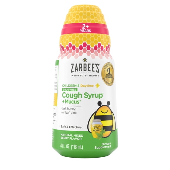 Zarbee's Children's Daytime Honey Cough Syrup Mucus, Berry, 4 fl. oz