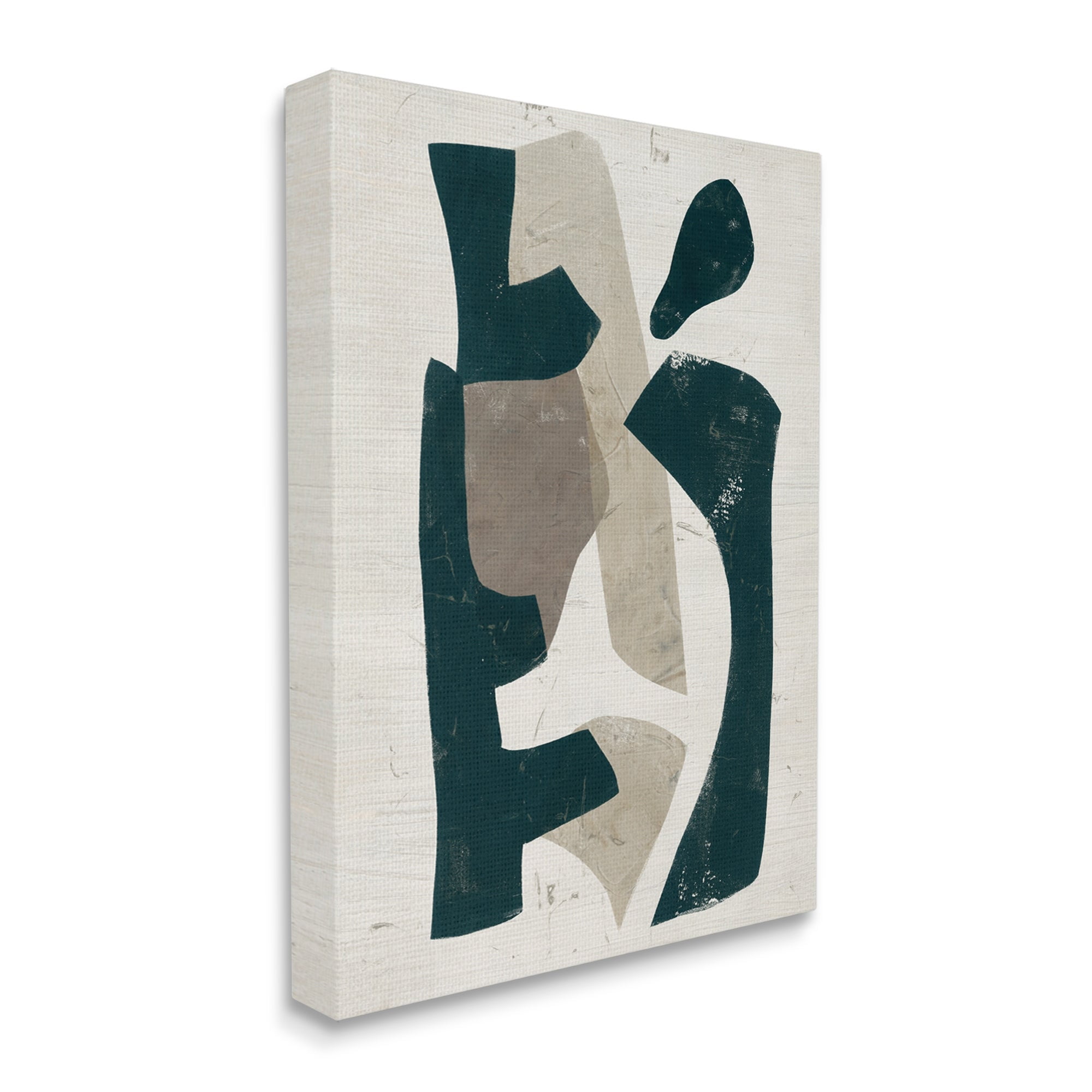 Stupell Industries Black & Brown Geometric Shapes Abstract Weathered Pattern Painting Gallery Wrapped Canvas Print Wall Art, Design by June Erica Vess