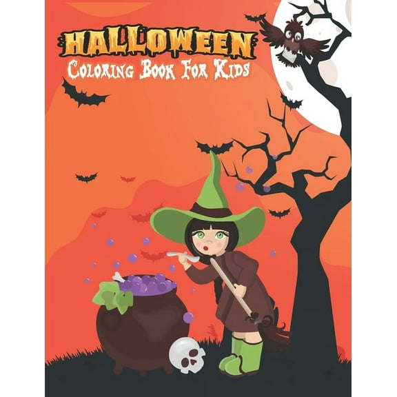 Halloween Coloring Book For Kids: Cute Children Coloring hand drawn doodle style pumpkin, ghost, bat, autumn, shadows and more, fantasy coloring book of Halloween for kids (Paperback)(Large Print)