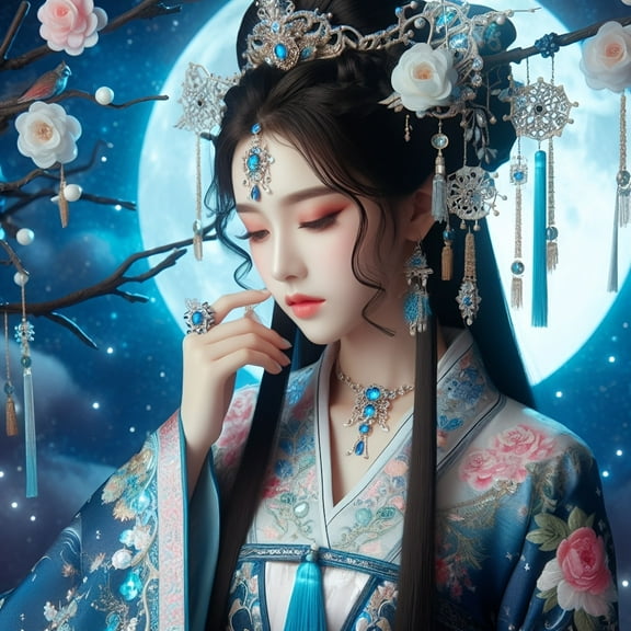 5D DIY Artificial Full Diamond Painting Set - Adult Beginner, Traditional Hanfu Beauty for Home Wall Decor & Gift - Perfect for Art Lovers & Adults