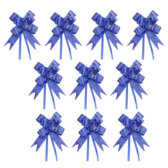 Unatoiry 10 Pieces Bow Pull Decor Festive Packing Lightweight Hand-Pulled Flower Wedding Birthday Christmas Holiday Accessory Rose/Blue 1Set