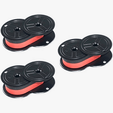 GRC Compatible Universal Black / Red Nylon Printing Calculator Ribbon Spool, 36 Ribbons