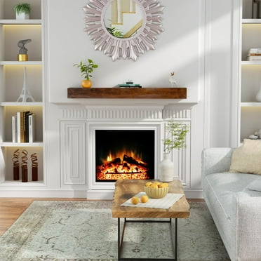 Handcrafted Wood 72 in. Paint Solid Pine Wood Cap-Shelf Mantel Wood Brown