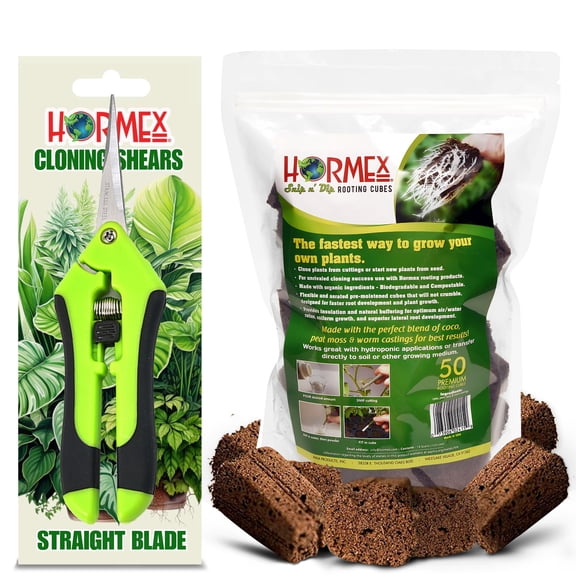 Hormex Plant Starter Rooting Cubes & Pruning Shears Combo – Garden Shear for Seed Starting (50 Pack)
