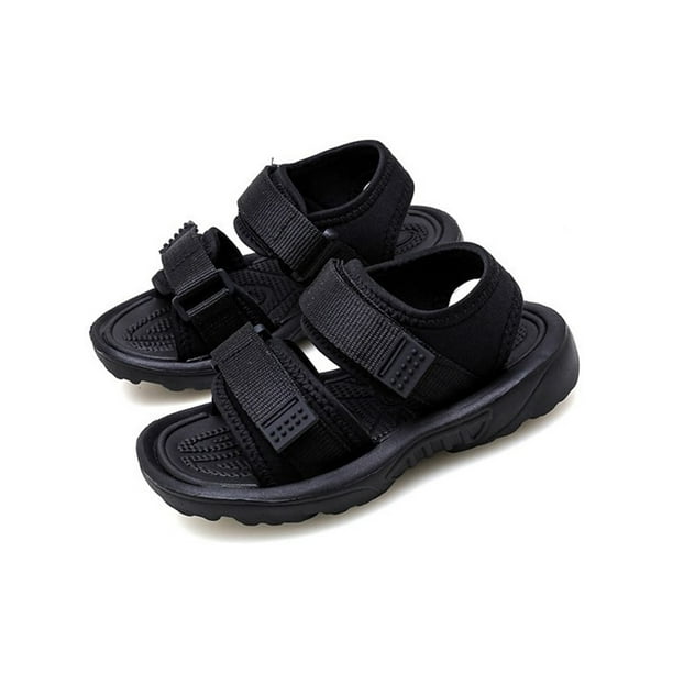 Woobling Boy Flat Sandals Open Toe Water Shoes Hook And Loop Fisherman Sandal Casual Sports Soft Black 12c Black 12c