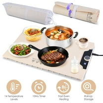 Imountek 300W Electric Food Warming Mat, 23.6x15.8in Silicone Hot Plate with 14 Temp Levels & 10H Timer, Roll-Up Portable Heating Pad for Home Use