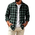 thumbnail image 2 of TRUNZI Mens Plaid Long Sleeve Button Down Shirts Regular Fit Work Office Suit Gingham Shirts with 2 Chest Pockets, 2 of 8