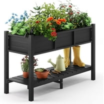 Dycanpo Raised Garden Bed with Legs and Storage Shelf, Outdoor Planter Box, 47x19x28in, Black