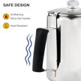 thumbnail image 4 of APOXCON Multi Use Percolator Coffee Pot Stainless Steel Stove Top Coffee Maker with Borosilicate Glass Knob Silica Handle Camping Coffee Pot Using on Campfire Stove and Induction Cooker Silver 9 Cup, 4 of 5