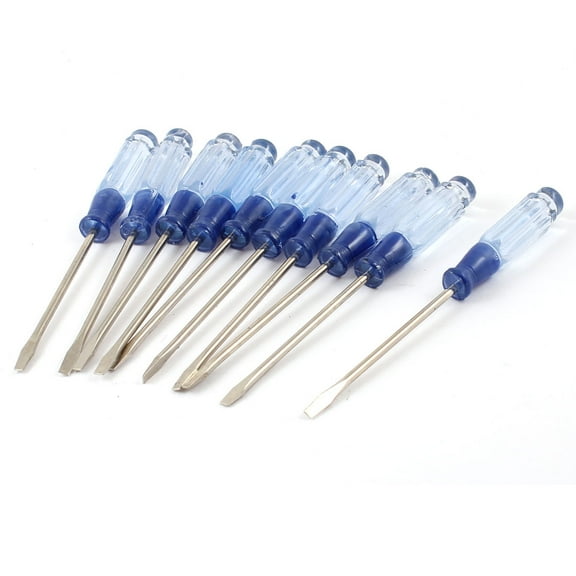 Unique Bargains 10 x Clear Blue 4mm Width Magnetic Tip Slotted Screwdriver Hand Tool 5" Long
