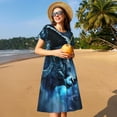 thumbnail image 4 of Easygdp Celestial Ram Night Sky para Vestido Transpirable de Mujer, Vestido Suelto de Manga Corta con Pliegues y Bolsillos para el Verano, 4 of 6
