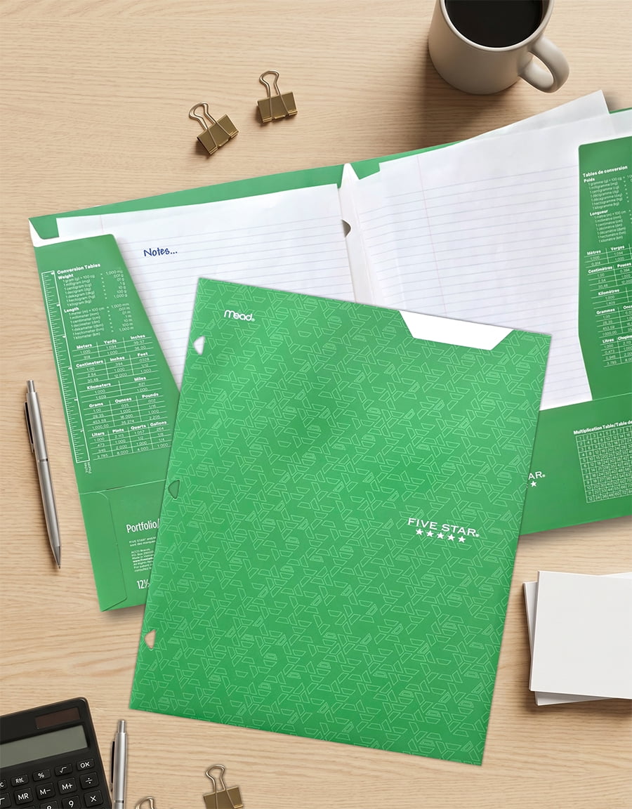 Five Star 4 Pocket Portfolio, Green