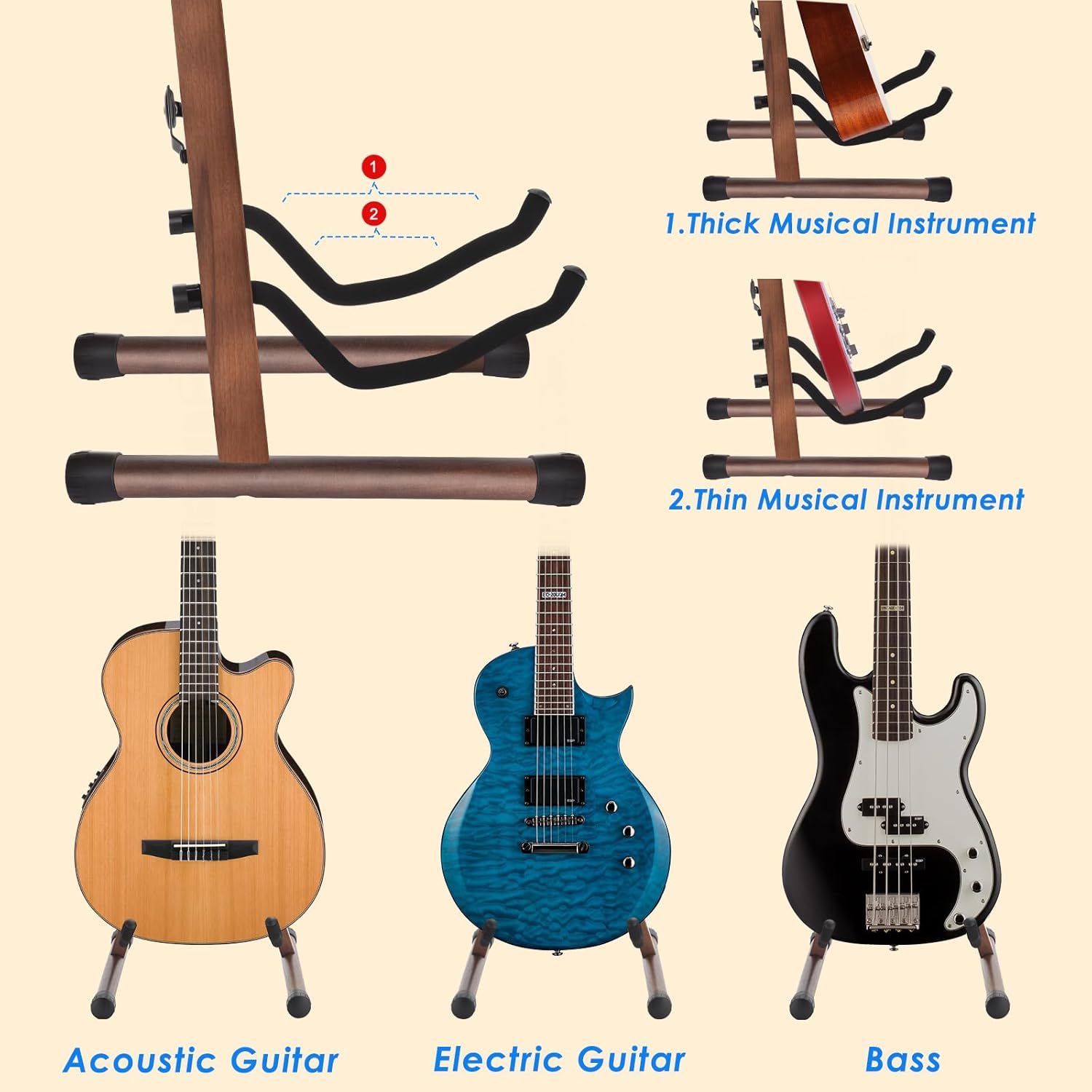 SONGAUN Guitar Stand, Acoustic Guitar Stand, Folding A-Frame Electric Guitar Stand, Wooden Guitar Stands Floor For School Music Program, Concerts & Multiple Users, Easy to Assemble