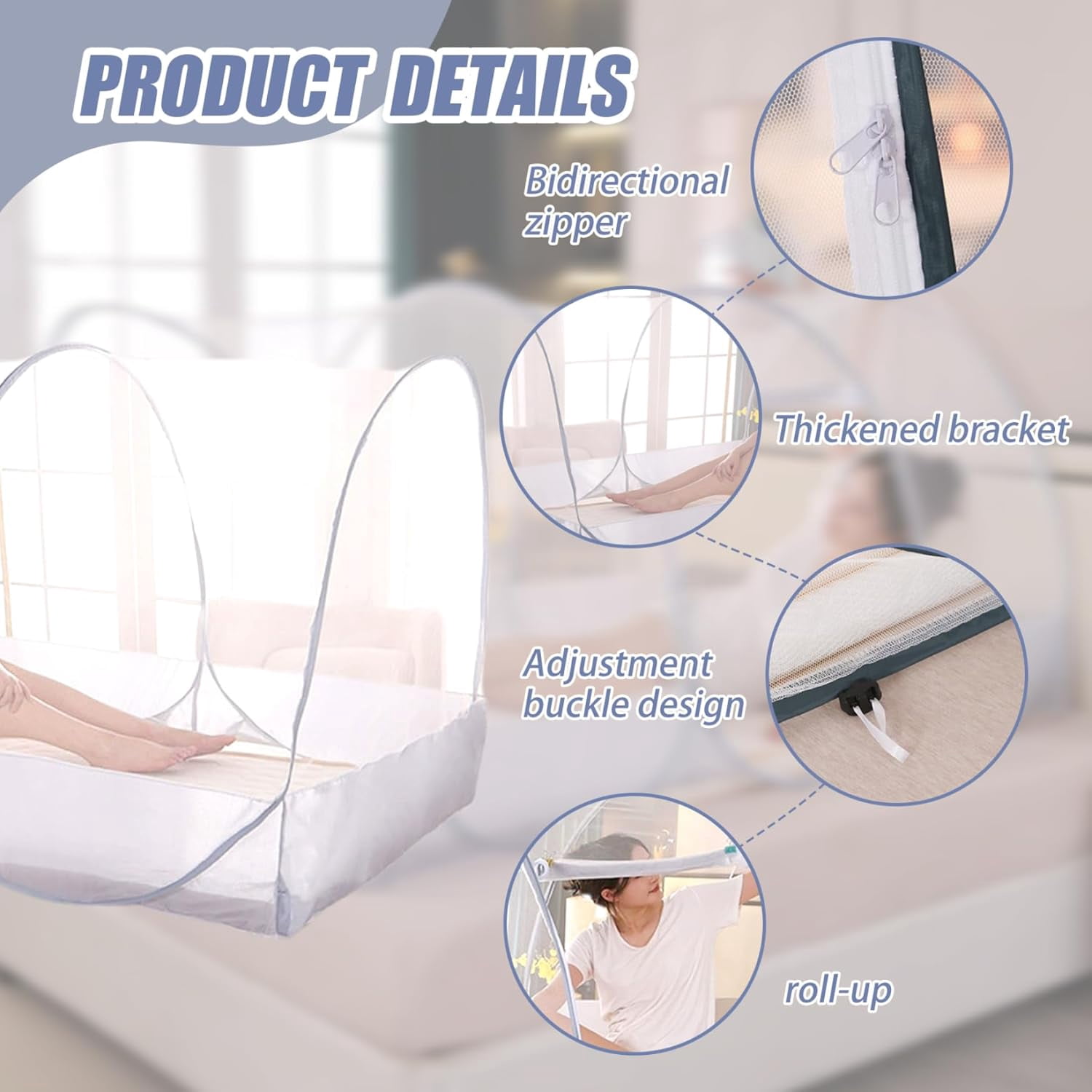 Generic Foldable Mosquito Net Tent Breathable Mesh Bed Canopy