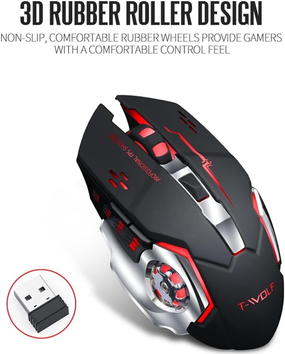 Trahoo-rechargeable Wireless Bluetooth Gaming Mouse 7 Colors Rainbow 