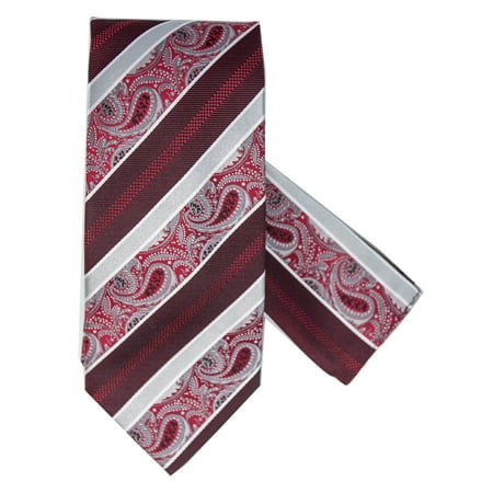 Check Necktie - Men's 100% Silk Woven Wedding Neck Tie With Handkerchief