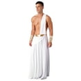 thumbnail image 5 of Sxiwei Mens Ancient Greek Warrior Costumes One Shoulder Maxi Skirts Grecian Roman Toga for Halloween Cosplay White M, 5 of 7