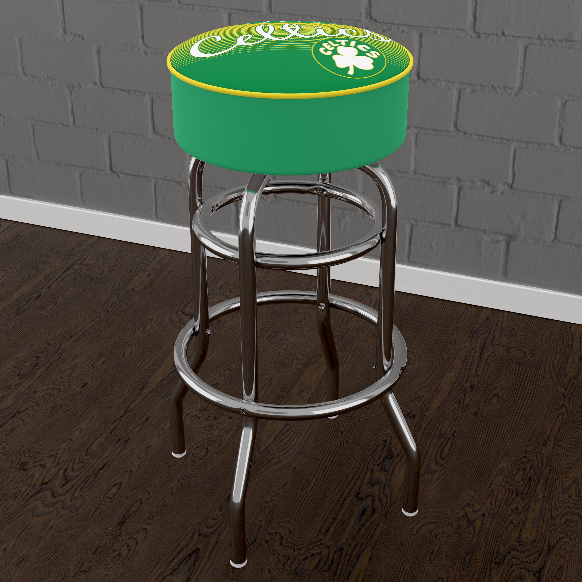Trademark Gameroom Boston Celtics NBA Hardwood Classics Padded Swivel Bar Stool