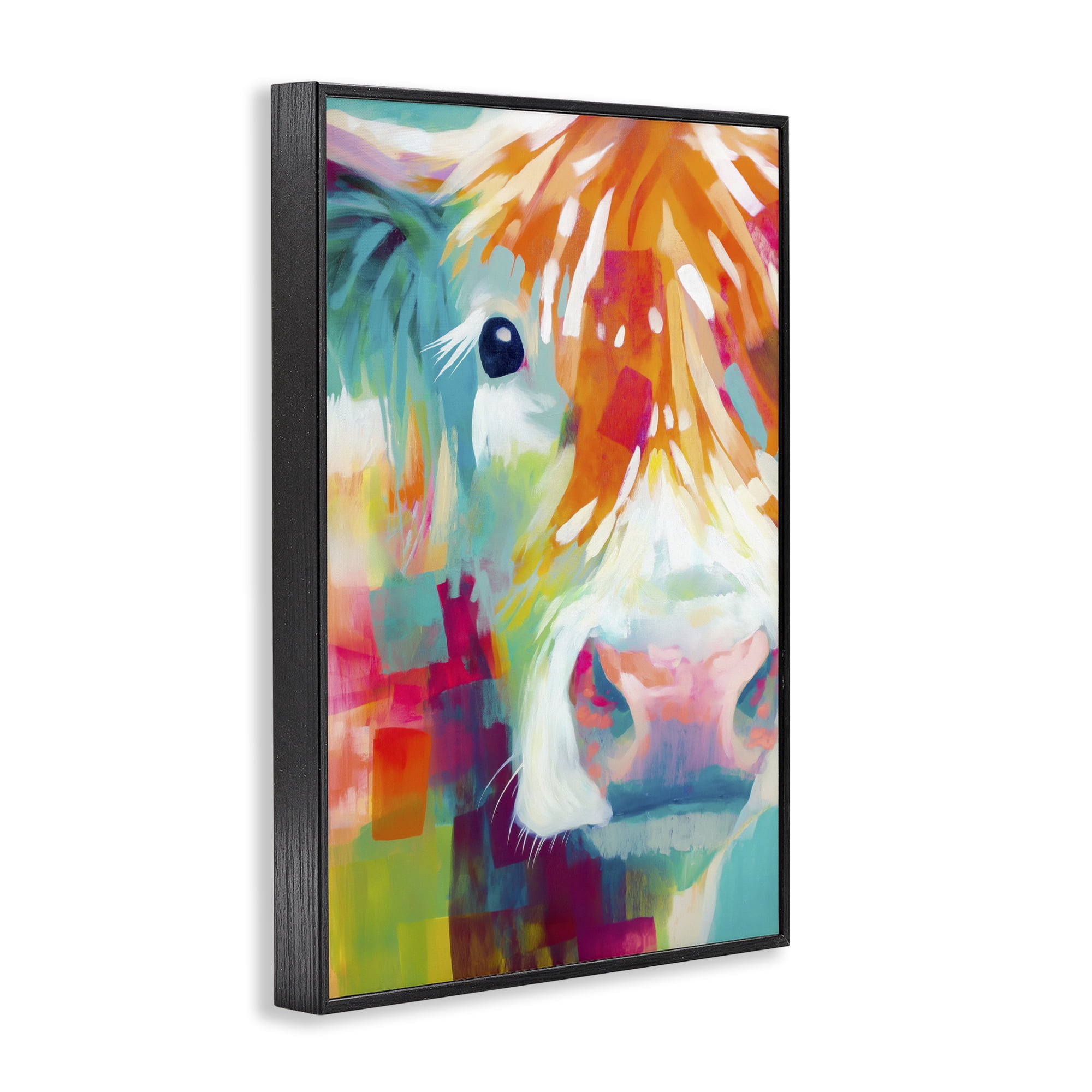 Stupell Industries Highland Portrait in Brights Black Framed Giclee Art, design by Chromatic Storm Studio