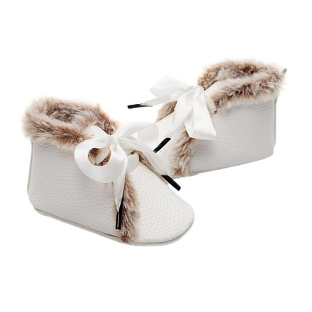 

Winter Plush Baby Girls Snow Warm Shoes PU Leather Flat Newborn Baby Shoes Outdoor Snow Boots