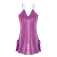 thumbnail image 2 of INSPIRE CHIC Mother's Day Women Satin Floral Lace Trim Sleepwear Nightgown Pajama Slip Dress Violet-Lace M, 2 of 6