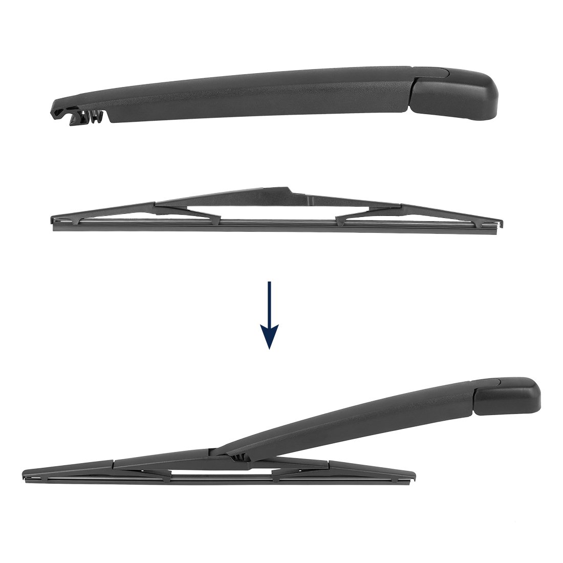 Kit Bras + Balai Essuie-glace Arrière Pour Kia Rio 2012-2017 - Caoutchouc Durable, Montage Facile