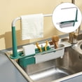 thumbnail image 1 of Fregadero telescópico moderno Soporte para estante Cesta Organizador de almacenamiento Estante extensible Jabón Drenaje Toalla Colgador Esponja Paños Verde Baoblaze Bastidor de fregadero telescópico, 1 of 8