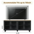 thumbnail image 3 of Furvclv Entertainment Center With Bookshelves For TVs Up To 70", Modern Wall Unit TV Stand Cabinets With Adjustable Shelves And Tempered Glass Door, Gourd-shaped Legs Supports, 3 of 9