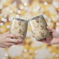 thumbnail image 2 of 12oz Stemless Wine Tumblers Pioneer Flower Floral Print Pattern Vacuum Insulated Stainless Steel Travel Tumbler Cups Mug with Lid and Straw for Champaign,Cocktail,Beer with Cleaning Brush, 2 of 5