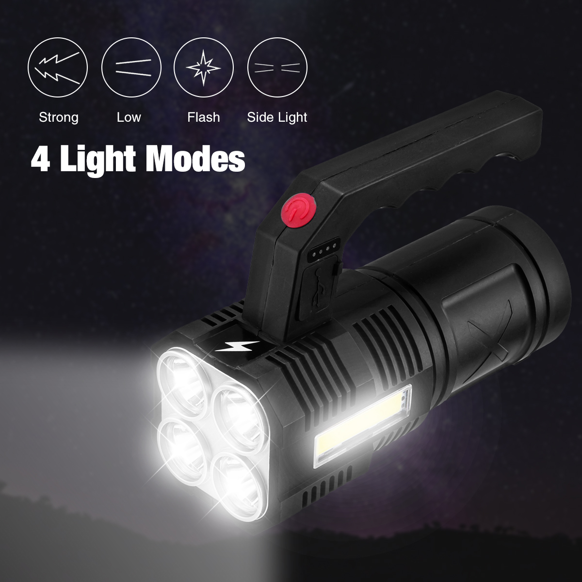 Super Bright Torch Searchlight, Easy To Carry OSL Lamp Source US Plug  100-240V ABS Housing USB Port Handheld Flashlight for Expedition for Outdoor