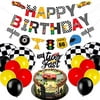 Race Car Two Fast Birthday Party Decorations, Birthday Banner and 2nd Cake Topper Racing Chequered Flag Balloons Let's go Racing Theme Party Supplies
