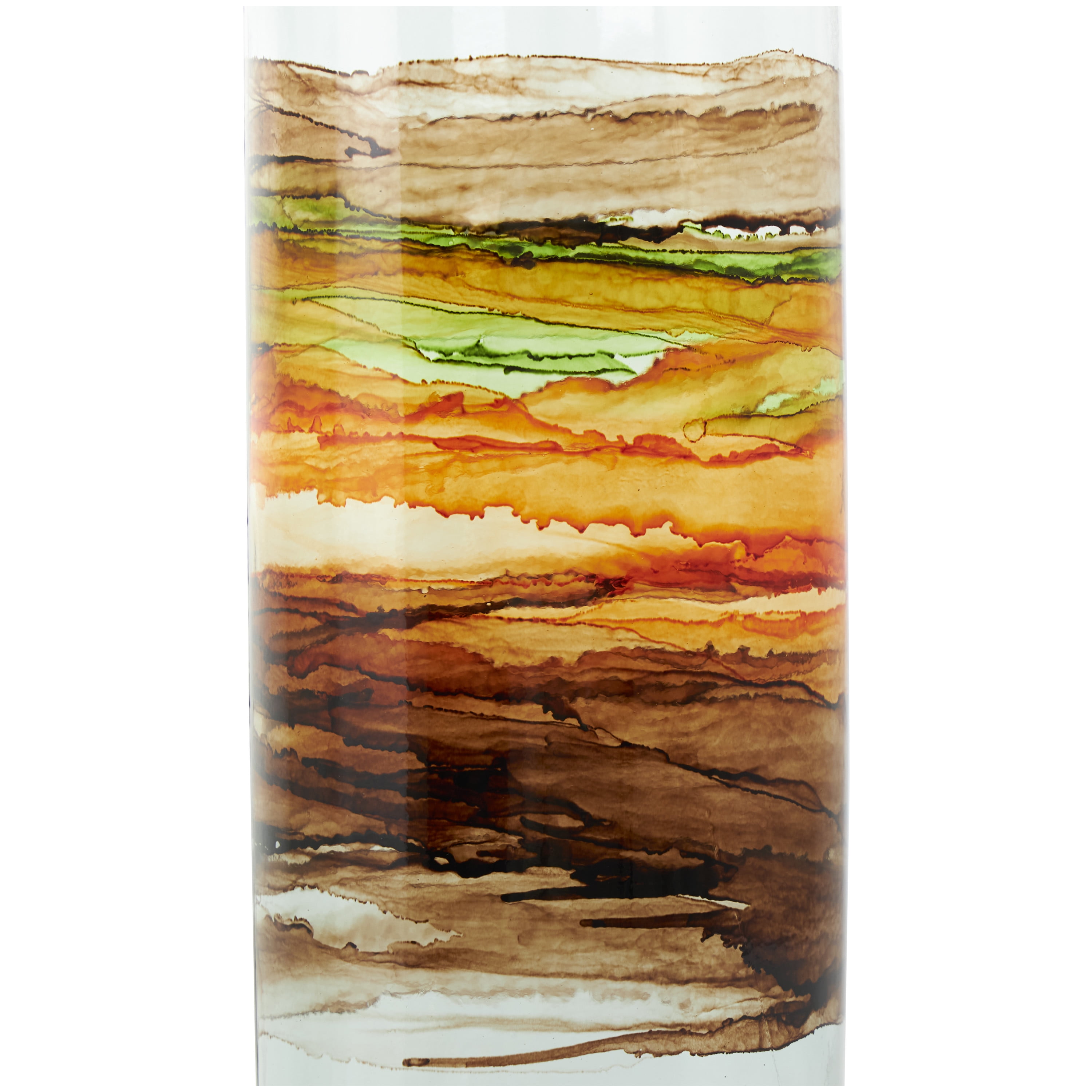 DecMode 18" Abstract Recycled Glass Vase with Swirled Colored Glass Bands
