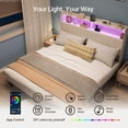 thumbnail image 6 of Lofka Full Size Bed Frame with Upholstered Headboard, Metal Bed Frame with Led Lights and Charging Station, App Control, Beige, 6 of 12