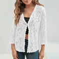 thumbnail image 5 of yillto Women Plus Size Cardigan 3/4 Sleeve Open Front Lightweight Lace Coats Formal Blazer S-5XL, 5 of 6