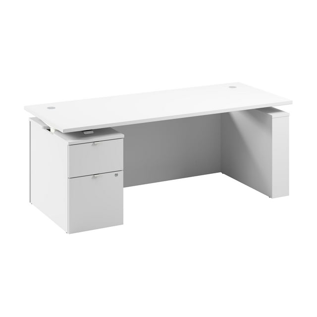 Stratus 72W Standing Desk with File Cabinet in White - Engineered Wood