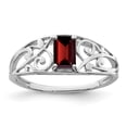 thumbnail image 1 of White Sterling Silver Ring Band Gemstone Garnet Red, 1 of 2