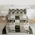 thumbnail image 2 of Manfei Wild Moose Deer Queen Comforter Set 3 Pieces, Rustic Lodge Cabin Farmhouse Bedding Sets, Green Brown Plaid Checkered Bedding Comforter Set, Lightweight Room Decor, 2 of 8