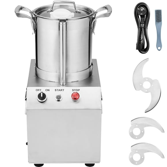 KFFKFF Robot Culinaire et Hachoir à Légumes, Hachoir Culinaire en Acier Inoxydable de Qualité Alimentaire de 4,3 Pintes avec 2 Lames Courbées en S Supplémentaires, Idéal pour Hacher les Légumes, Fruits, Grains, Noix
