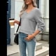 thumbnail image 5 of Suéter Informal de Larga con Cuello en V, Tejido Acanalado y Crochet Ligero para Mujer (Otoño 2025) Gris Puro S, 5 of 7