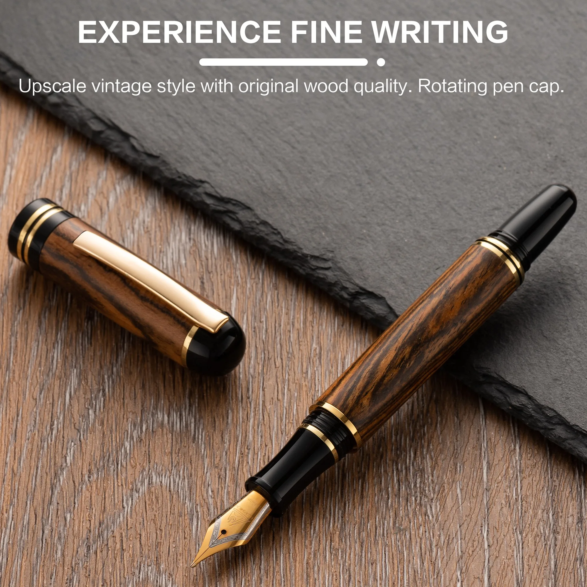Luxury Wood Pen Set - Exquisite Handcrafted Fountain Pen with Elegant Gift Box - Perfect for Graduation, Birthday, or Business Gifts - Premium Writing Instrument for Professionals and Collectors