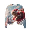 thumbnail image 6 of Women's Fashion Christmas Printed Long Sleeve Loose Round Neck Sweatshirt Top, Holiday Themed Fall Winter Wear with Comfort Fit and Soft Material for Daily Use,Light Blue,S, 6 of 6