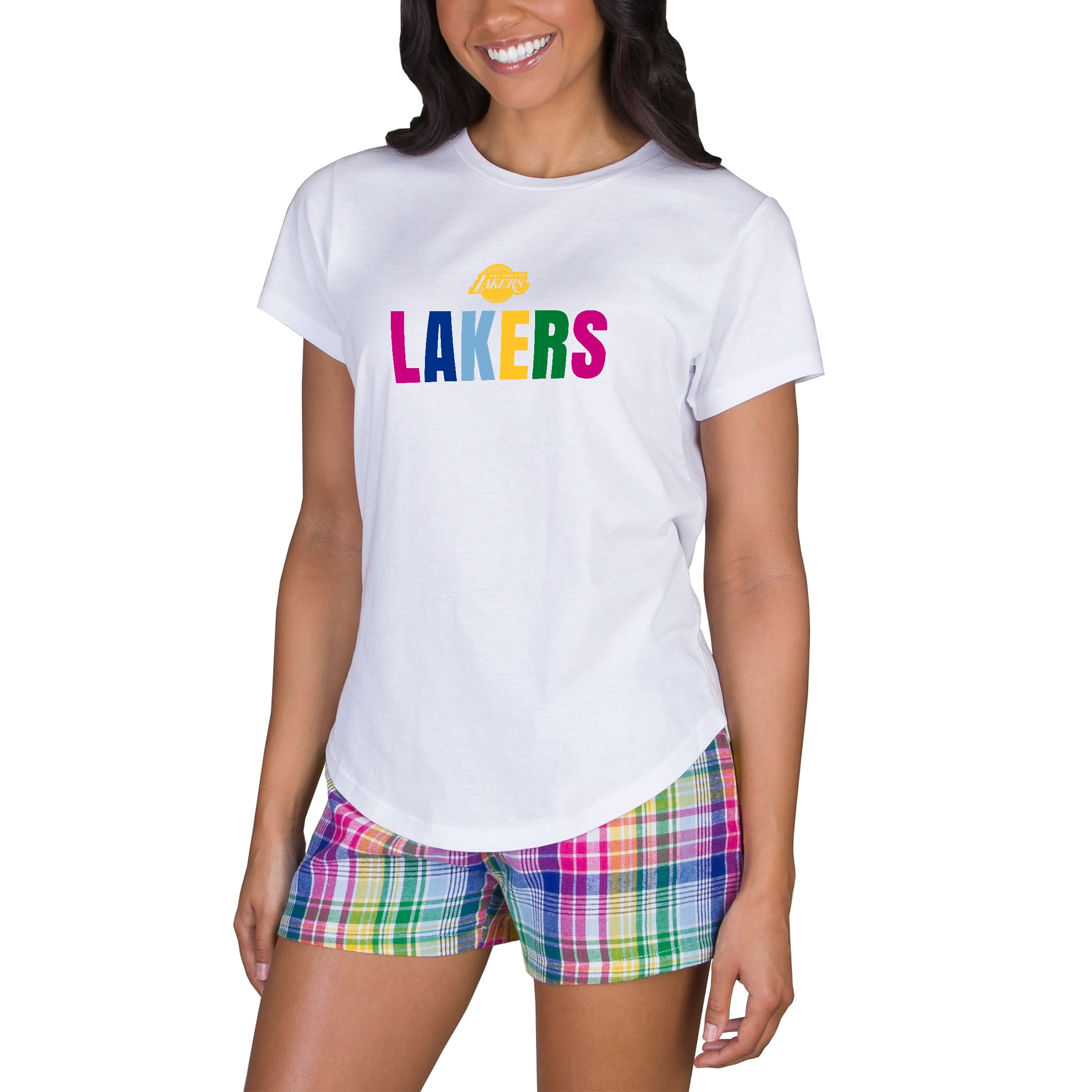 Women's Lakers Razzle Knit T-Shirt Short Set Bahrain Ubuy