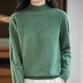 thumbnail image 5 of HongQid Chandails Femme Automne Hiver Chaud Doux Tricoté Ample Chandail Col Roulé Manches Longues, 5 of 5