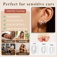 thumbnail image 5 of LUNVKY 3 Pairs 18K White Gold Plated Hoop Earrings for Women with S925 Sterling Silver Post Huggie Hypoallergenic Earrings Set Birthday Christmas Jewelry Gifts Teen Adult Stocking Stuffers Ideas, 5 of 5