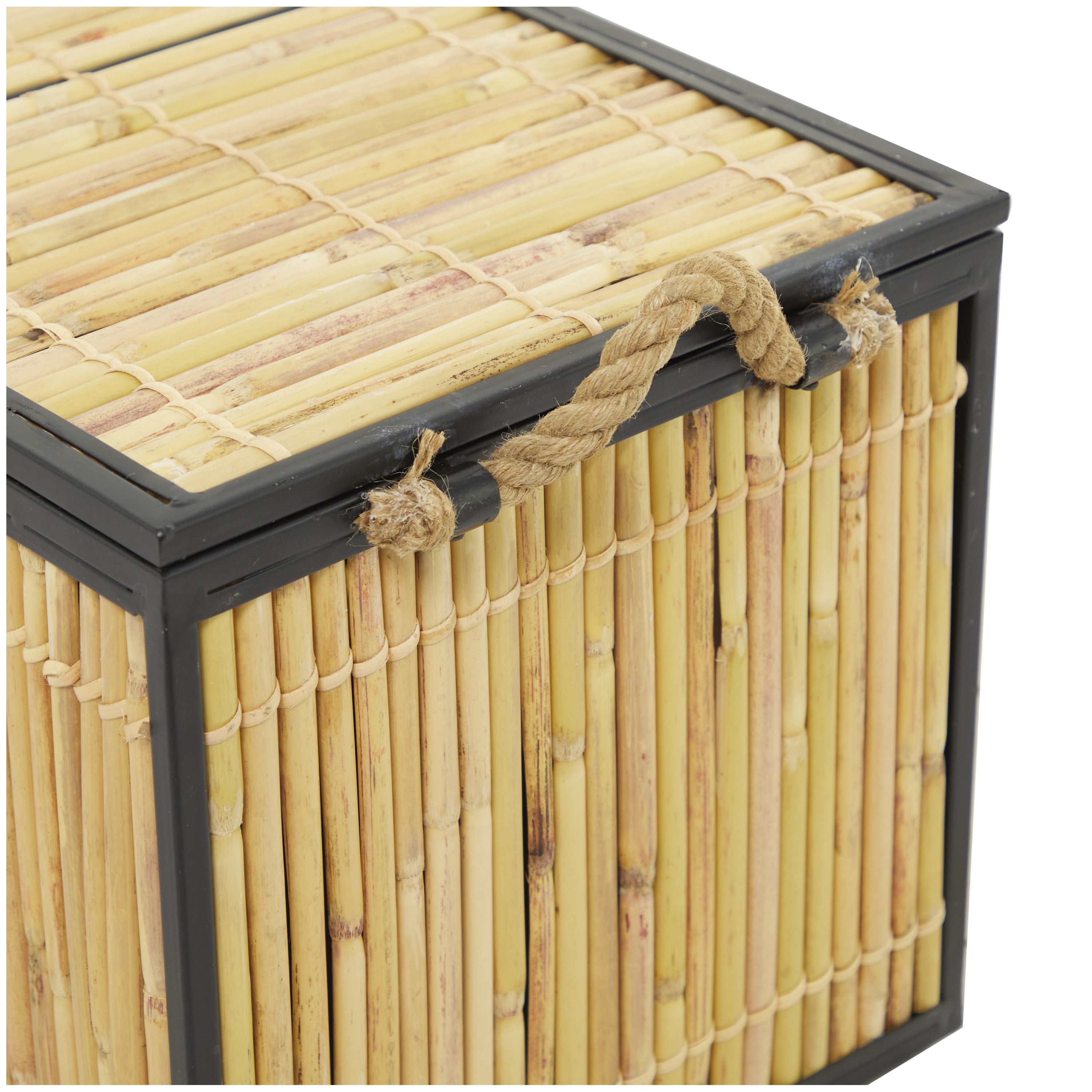 DecMode 25" x 17" Light Brown Rattan Handmade Nesting Trunk, 3-Pieces