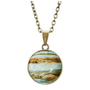 Gold Necklace for WomenNecklace for Women Universe Ball Pendant Necklace Side Double Glass Planet Galaxy Necklace Necklace for Women