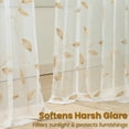 thumbnail image 3 of VOGOL Botanical Embroidered Sheer Curtains, Farmhouse Style, Rod Pocket Light Filtering Drapes for Living Room, 52x84 Inches, 3 of 7