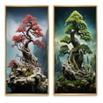 thumbnail image 2 of Designart "Bonsaï Sagesse Beauté Asiatique VI" Art Asiatique Encadré Ensemble de 2 - Personnes Rouges Encadrées Ensemble de 2, 2 of 6